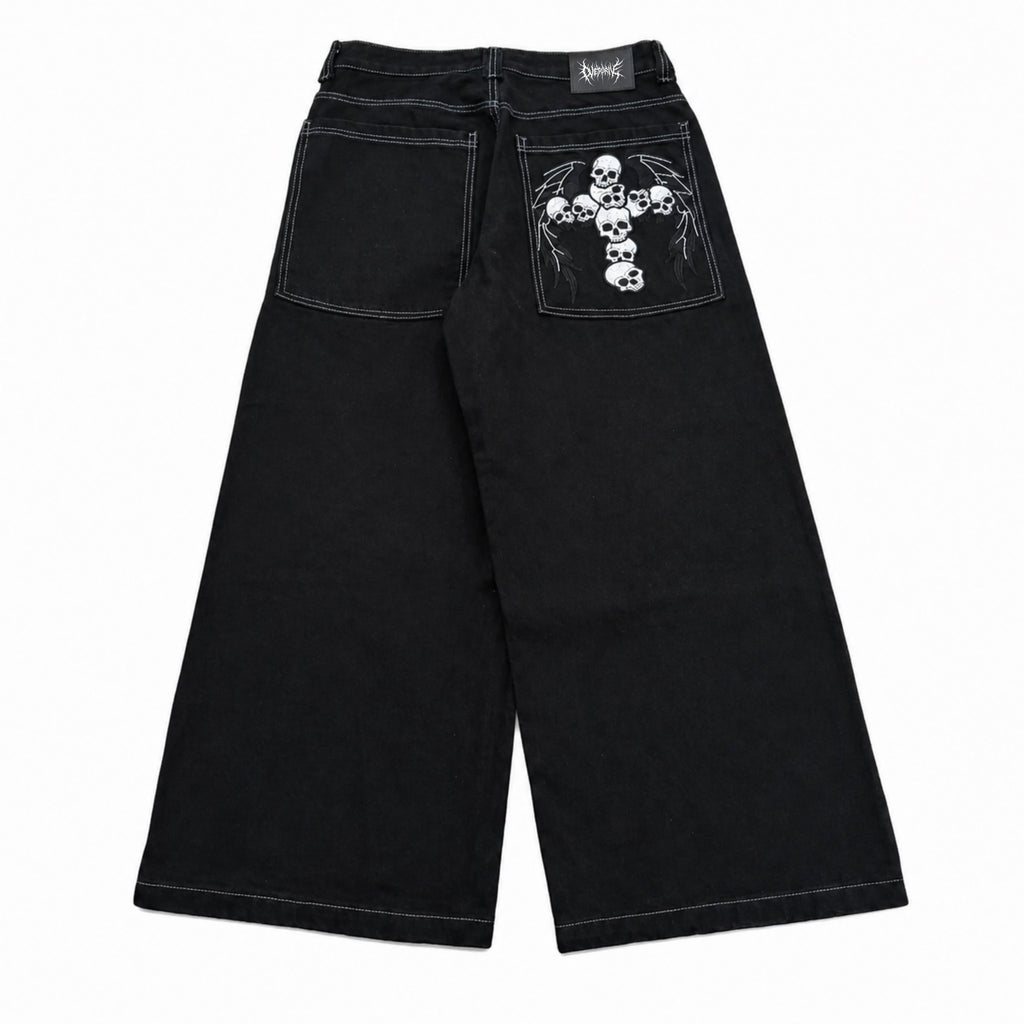cross of skull contrast stitch
