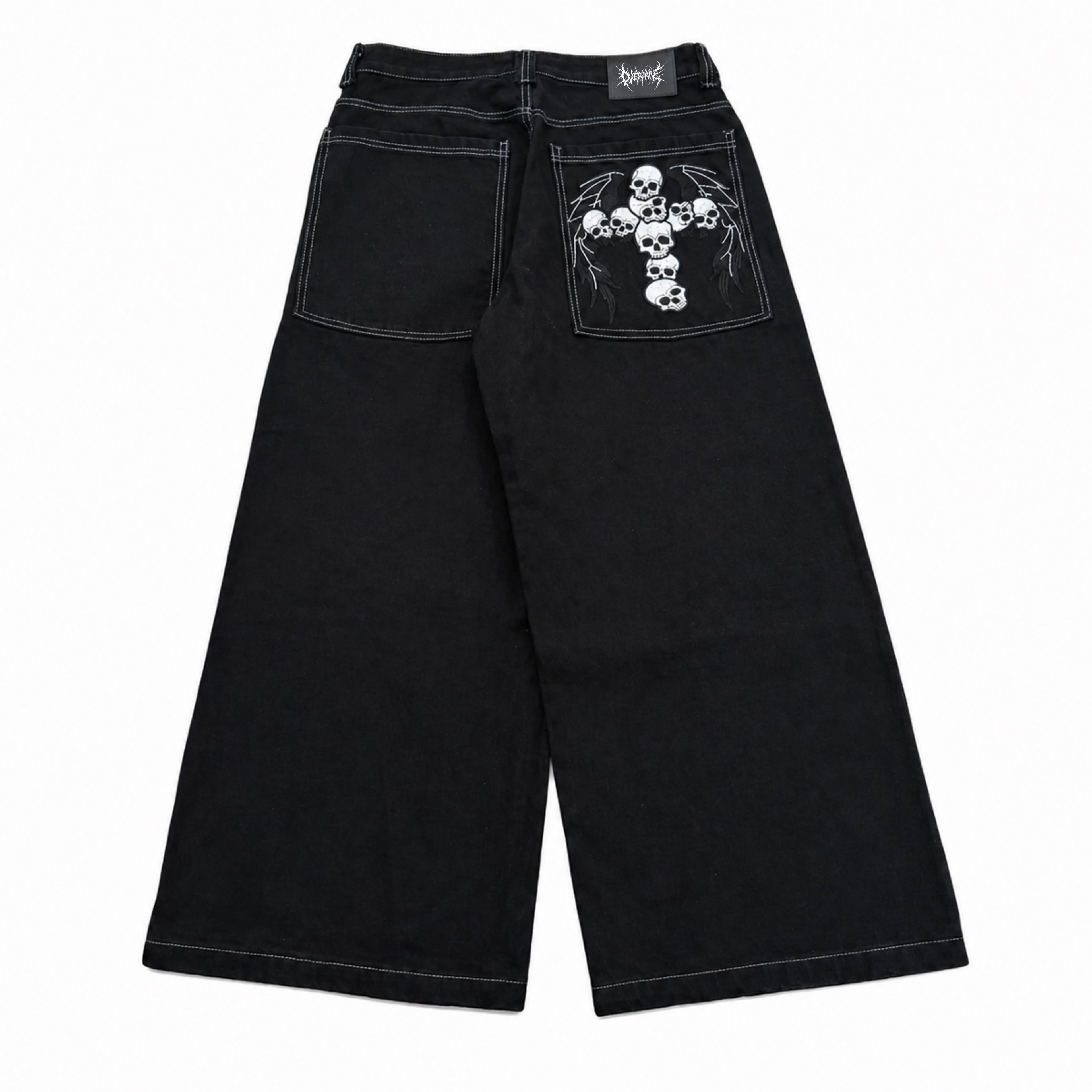 cross of skull contrast stitch