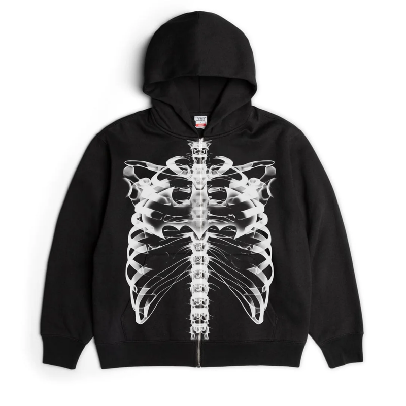 BLACK X-RAY ZIP UP HOODIE