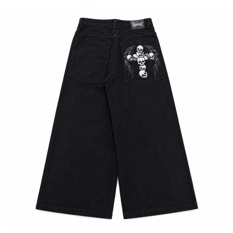 cross of skull black stitch