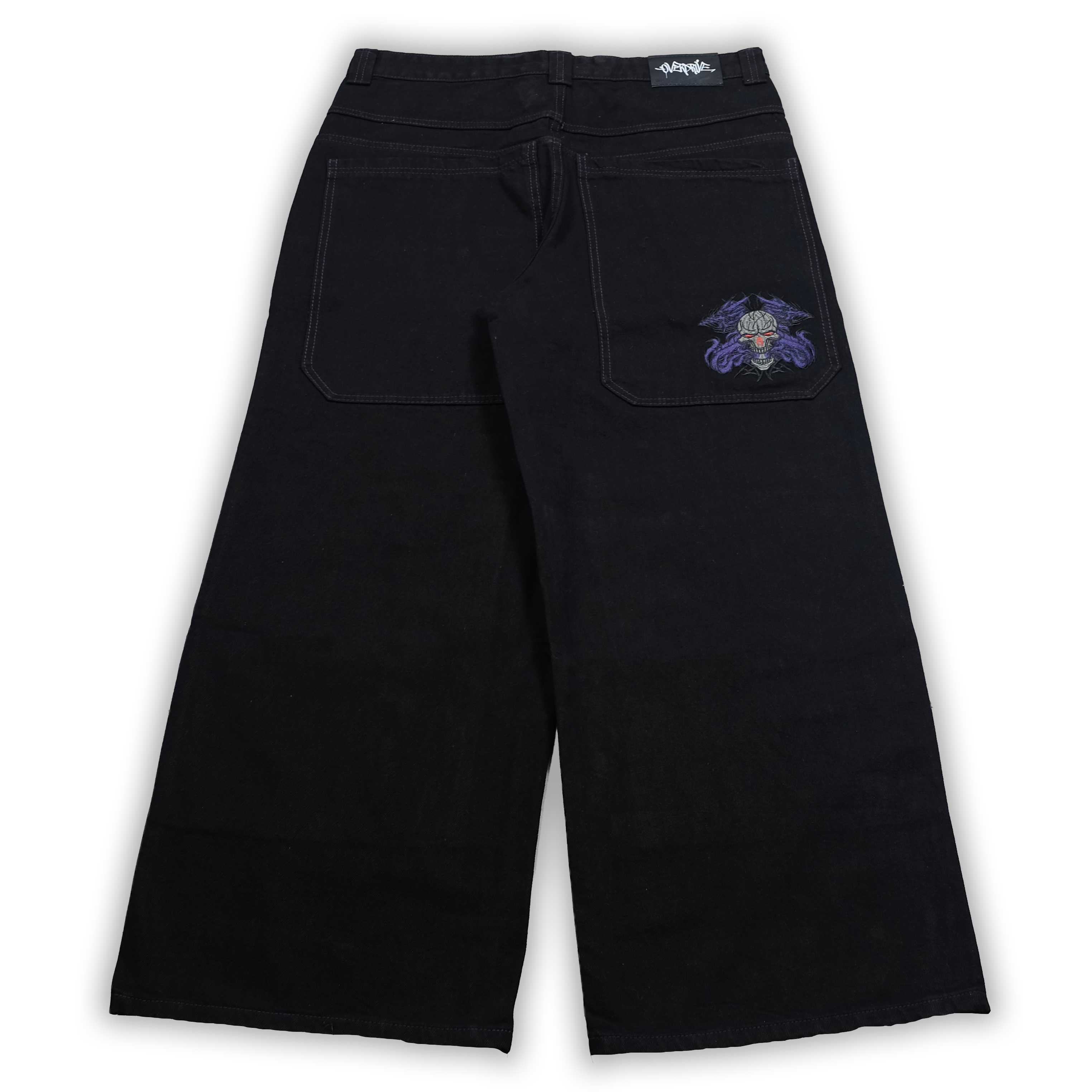 black purple skull denim